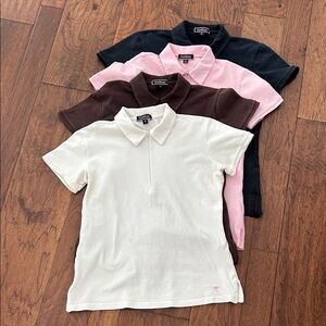 Golftini Quarter Zip Polos FOUR Black Brown White Pink Short Sleeve Size Small